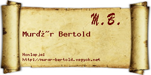 Murár Bertold névjegykártya